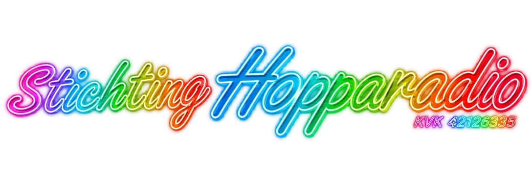 Stichting Hopparadio — regenboog-neonlogo