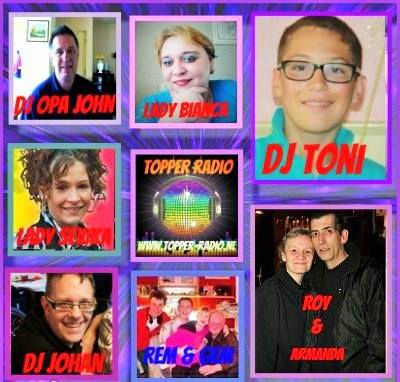 Topper Radio-collage met Roy en Armanda en andere teamleden
